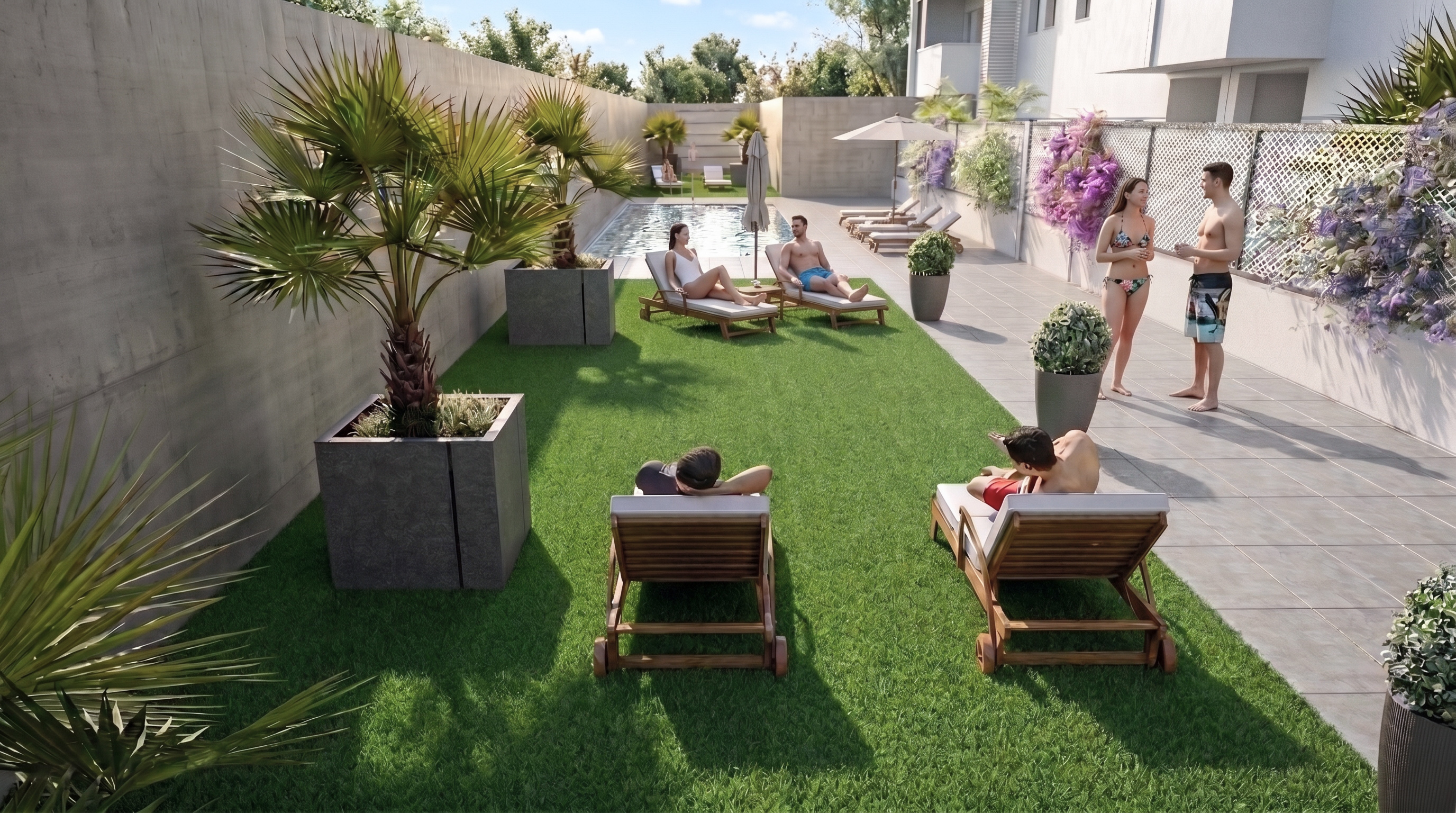 Zona de piscina y jardín · 2ª Fase